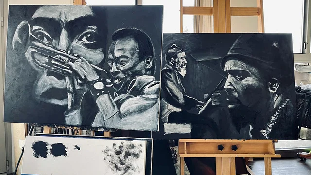 Bobsled crossing a finish line