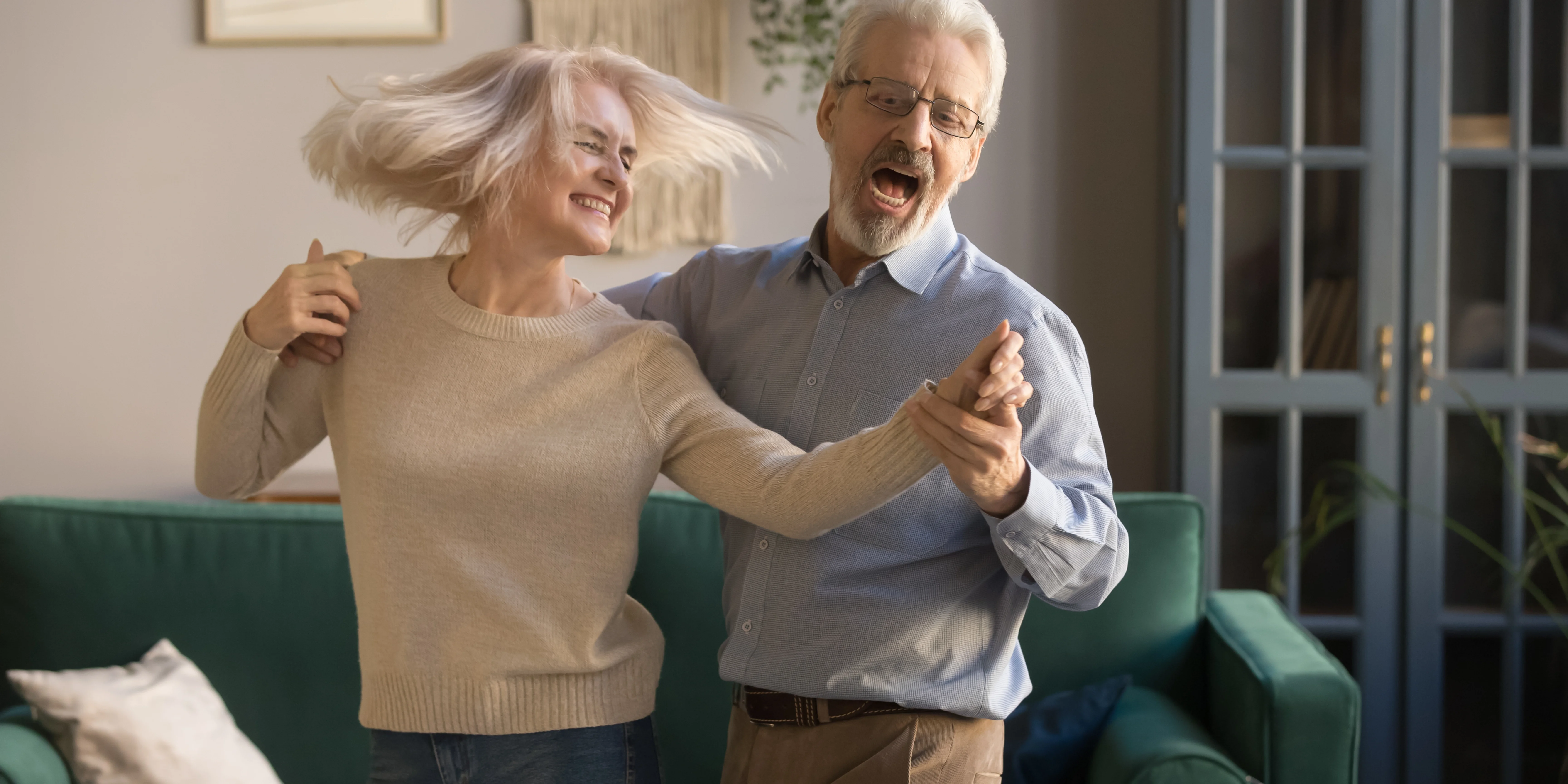 a man and a woman laughing